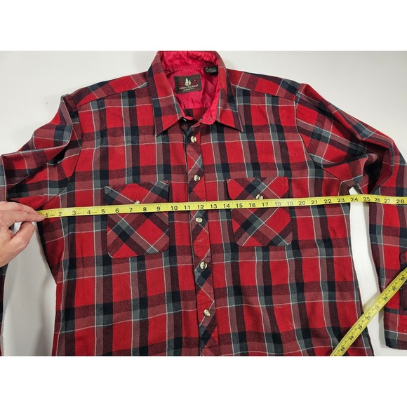 Vintage High Sierra by Mervyns red black plaid button up flannel L ^ - Picture 8 of 8